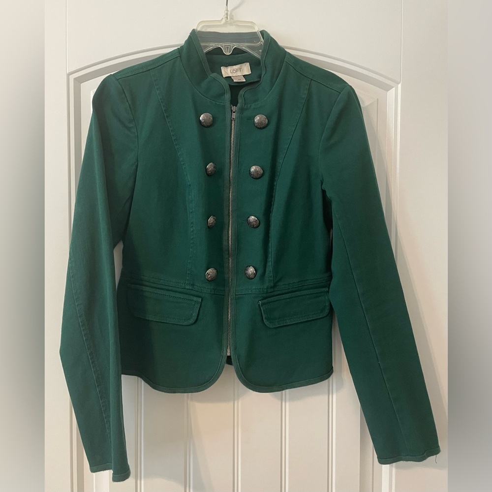 Loft Xs Green Button Front Jacket - image 1